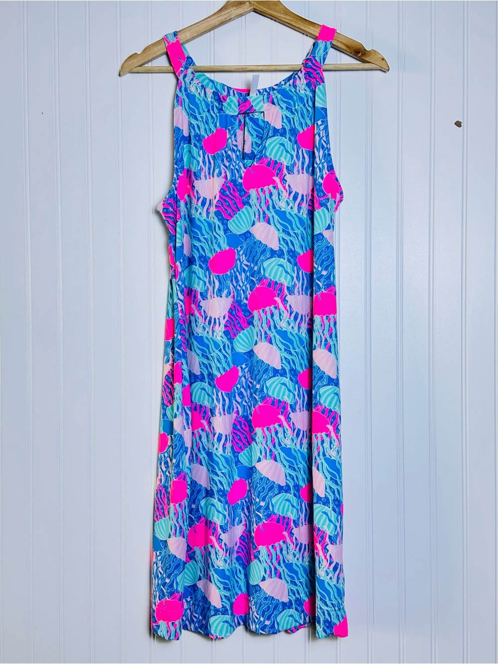 Lulu-B Womens Jellyfish Print Athletic Dress Sleeveless Flounce Ruffle Small